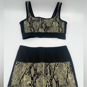 Fabletics Black Snake Print Sports Bra & Leggings Set